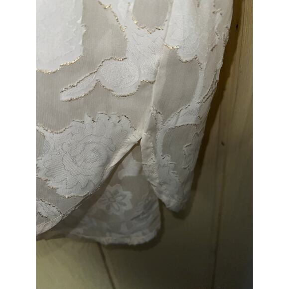 Sheilay Top Womens Large Sexy Sheer Blouse Chiffon Crochet Cottagecore Romantic - Picture 7 of 11